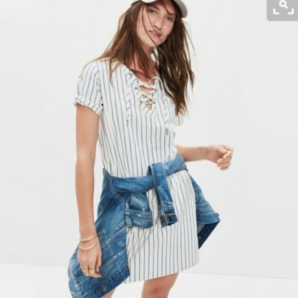 Madewell harbor lace-up shift dress XXS